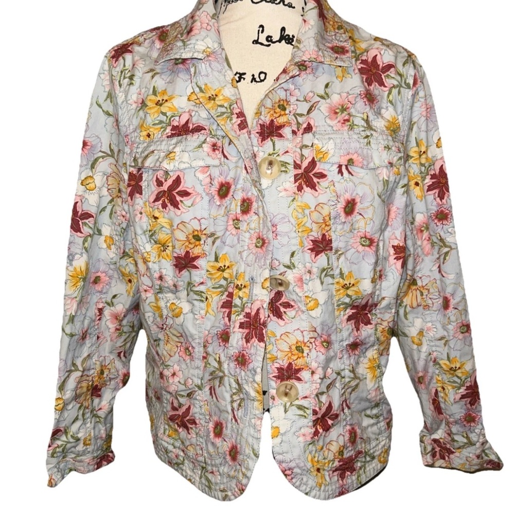 Coldwater Creek Floral Button-Down Cotton Jacket